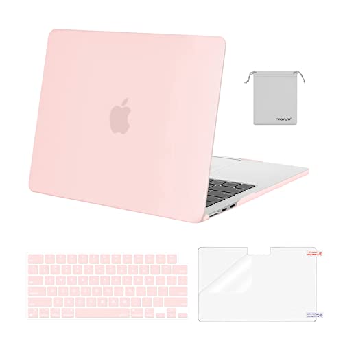 Image of MOSISO Compatible with MacBook Air 13 inch Case M5 2026 M4 2025 M3 M2 2024-2022 A3449 A3240 A3113 A2681,Hard Shell&Keyboard Cover&Screen Film&Pouch for MacBook Air 13.6 inch Case, Chalk Pink