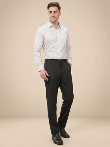 Image of SaintX Men's Regular Fit Formal Trousers | Wrinkle Resistant | Easy Care | Stretchable Triple Blend Fabric | Everyday Office & Business Wear | Comfortable & Breathable Work Wear