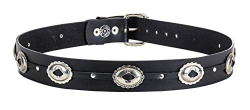 Oval Antique Silver Concho Belt Made In USA Real Leather Punk Goth