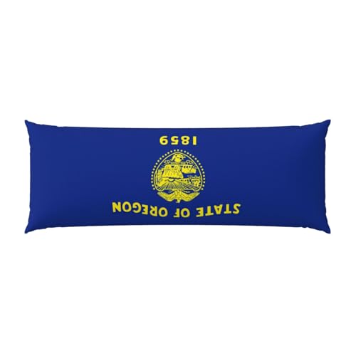 Housse de coussin de corps imprimée drapeau Oregon - Taie d'oreiller longue