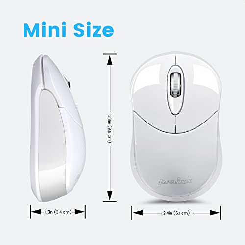 Image of Perixx PERIMICE-802W Wireless Bluetooth Mouse - Portable Design for Windows, iOS, and Android Tablet - White