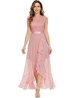 Dressystar Damen Elegant Abendkleider Hochzeit Brautjungfer Vokuhila Kleider Maxilang Prom Dress