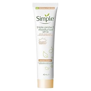 Simple Protect ‘N’ Glow 3x protection against UVA & UVB rays, blue light and pollution Triple Protect Moisturiser SPF 30…