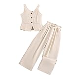 Genérico Conjunto Elegante de Chaleco y Pantalones Largos para Niñas Adolescentes Verano Dos Piezas Vestir Casual