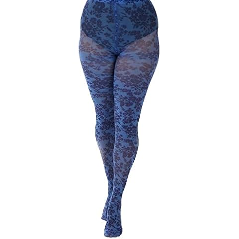 Pamela Mann Cornflower Blue Printed Tights-One Size-Blue Cover