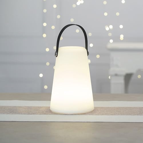 Ideen mit Herz | LED Tischlampe mit Henkel | Stimmungs-Licht | indirekte Beleuchtung | 13,8 x 20,5 cm | Warmweiß | Dimmbar | Batteriebetrieben