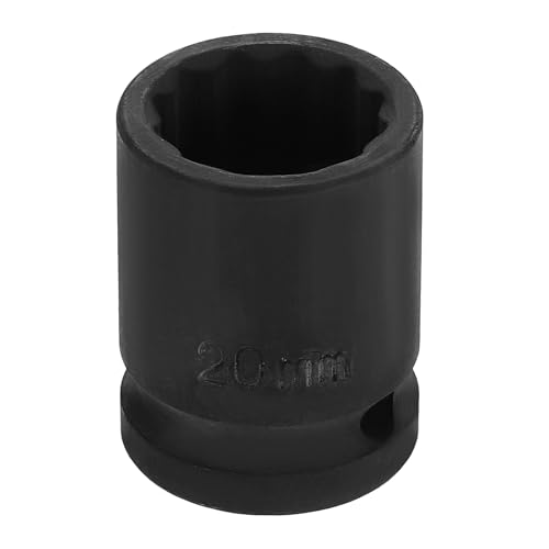Image of HARFINGTON 1 /2 inch Drive x 20mm Shallow Impact Socket 12-Point Metric CR-V Steel Spindle Nut Impact Flip Sleeve for Home Auto Nuts Bolts Repair