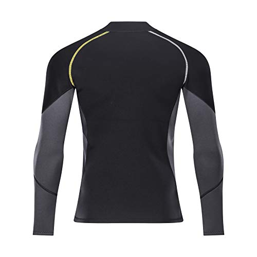 Wetsuit Top Men's 1.5mm Neoprene Wetsuits Jacket,Front Zipper Long Sleeves Diving Suit for Swimming,Snorkeling,Scuba Diving,Surfing (1.5mm-Black - Image 4