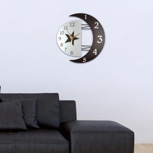 Horloge murale décorative créative de lune quartz noir pour salon - 8