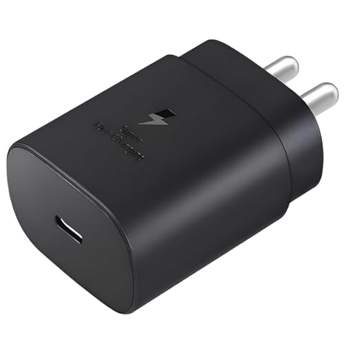 Image of 25W USB-C Charger for Samsung Galaxy F05, M35, A35, A15, M15, F15, M34, F34, A14, M14, F14, S21 FE, S23 FE 5G, S24, Galaxy Tab | Super Fast Charging Adapter | Black