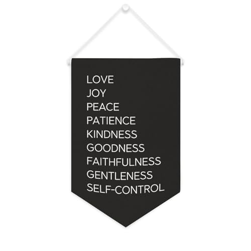 Yelolyio Bandiera da parete in tela con citazione ispiratrice Amore Gioia Pace Pazienza Gentilezza Bontà Fedeltà Gentlene Autocontrollo Wall Art Hanging Banner Home Office Decor 25 x 38 cm Tela Banner