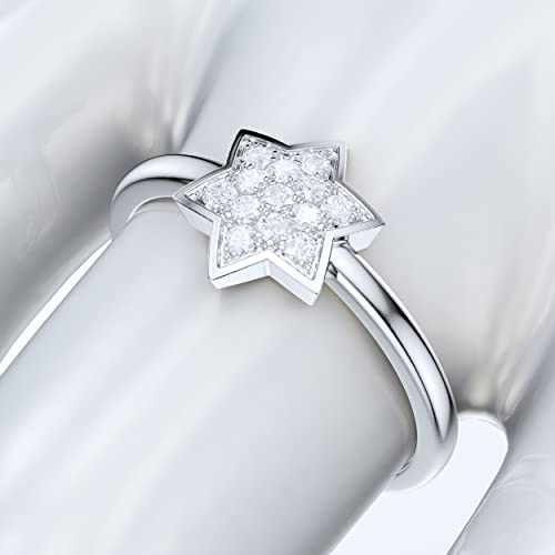 Prstani Real 10K White Gold Five-Pointed Star Top Full Of Simulated Diamonds Engagement Ring Promise Ring (5) #TOP5