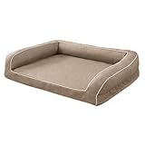 EMME 犬 ベッド 清掃しやすい 防水 ペットベッド ペットソファー 犬用ベッド 洗える さらさら 通気性 蒸れにくい ペットクッション 枕付き クッション性が 高反発 高齢犬 子犬 猫 多頭飼い 取り外せるカバー 滑り止め オールシーズン 中型犬 大型犬 洗える ペット用ベッド 62x51x18cmブラウン Mサイズ