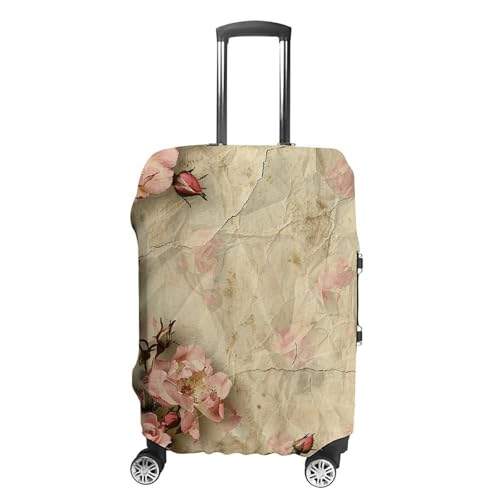 Travel Luggage Cover Spandex Suitcase Protector Washable Baggage Covers Retro Simple Flowers Elastic Scratch-Resistant Luggage Cover Protector Fits 18-32 Inch Luggage