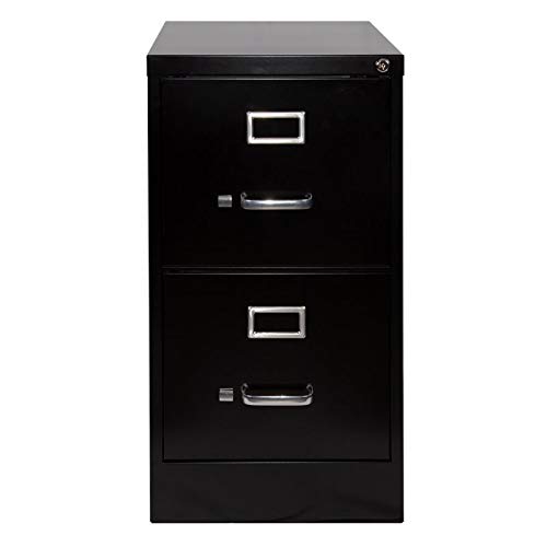 Pemberly Row Modern 2 Drawer Metal Letter Width Vertical File Cabinet In Black #TOP3