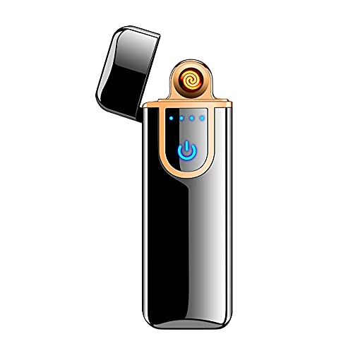 Portable Pocket ni Slim Electronic Touch Sensor Metal Lighter USB Rechargeable Windproof Flameless Lighter for Smoking Cap Straight Touch Lighter (Assorted)-image-12