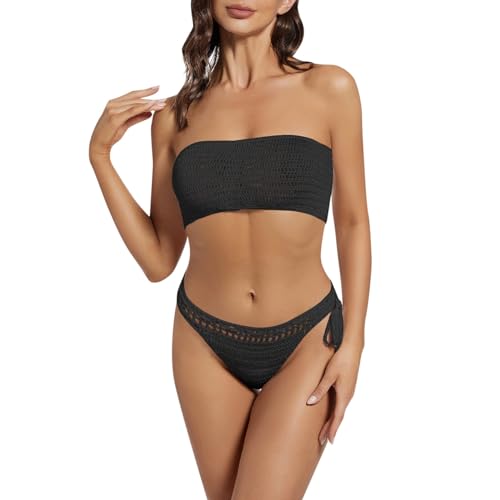 Bikini en crochet fait main blanc taille S maillot de bain deux pièces pour femme