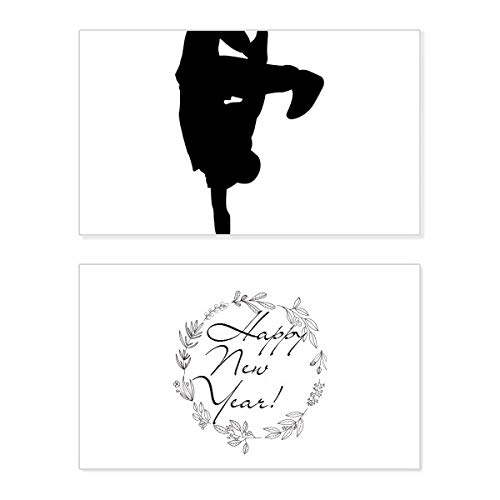 Tarjeta de Año Nuevo con mensaje de bendición y motivo dinámico de Breaking Dancer