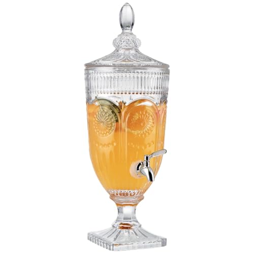 Image of Bellemax 3 LTR Glass Beverage Dispenser with Tap, Drink Dispensers for Beer, Water, Cocktails, Detox Drinks & More Perfect for Parties,Bars,Restaurants,Weddings Decoration,Daily Uses (BX-01)