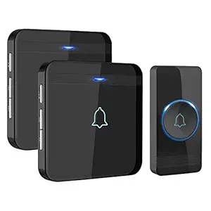 AVANTEK D-3B Waterproof Chime Kit Wireless Doorbell Operating at Over 1300 Feet with 2 Plug-in Receivers, CD Quality Sound and LED Flash, 52 Melodies to Choose From