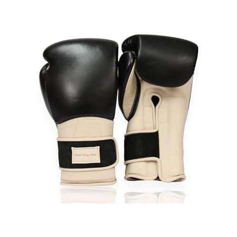 Modest Vintage Player Elite Cream/Black Leather Boxing Gloves (Strap Up) (12oz) Cover