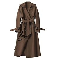 wintermantel damen lang warm gefüttert Trenchcoat Lang Wintermantel Winddichter Windjacke Zweireiher Jacke Übergangsmantel Klassische Mantel Herbst Frühling Frauenmantel Damenmantel jacke damen