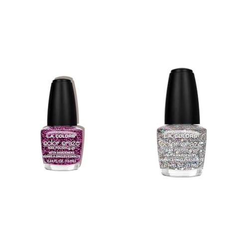 L.A. COLORS Craze Nail Polish Treasure Island 0.44 Fluid Ounce and Glitter Bomb 0.44 Fl Oz Bundle