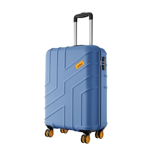 Image of Safari Cabin Stratos 8 Wheels 55cm Size Trolley Bag, Hard Case Polycarbonate, 360º Wheeling Carry-on Luggage for Men & Women, Travel Bag, Suitcase for Travel, Trolley Bags for Travel, Steel Blue