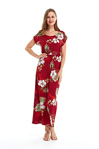 Image of Matchable Family Hawaiian Luau Men Women Girl Boy Clothes in Pineapple Garden Burgundy