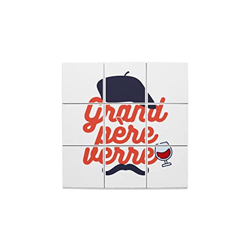 Carreaux céramique humour grand-père et vin pour décoration murale bistrot