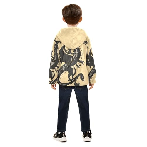 Mythical Dragon Girls Fleece Jacket Girls Fall Jacket Girls Zip Up Hoodie Girls Sherpa Jacket 2-10T4