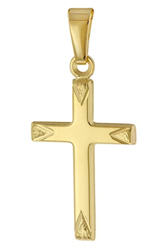trendor Kreuz-Anhänger Gold 585/14 Karat für Damen, Herren, Kinder Goldanhänger, zeitloser Halsschmuck, elegante Geschenkidee, 51798