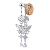 AceFun Piercing para el ombligo de plata 925, chapado en oro de 16 g, 6 mm, 8 mm, 10 mm, 12 mm, 14 mm, piercing para ombligo, mariposa, bananabells, plata, ombligo, circonita, gota, colgante, joya