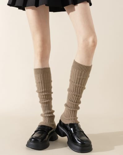 Image of Yawlsow Leg Warmers for Women Girls Y2k Knit Ruffle Leg Warmer Winter 80s with Sequins, Japanese Kawaii Harajuku Accessories