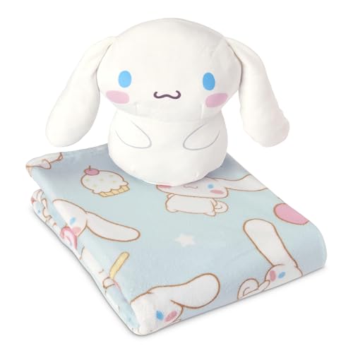 Northwest Cinnamoroll Sweet Treat Cinnamaroll Hugger Pillow & Silk Touch Throw Blanket Set Stuffed Animal 50x60 inches and 11 inch Plushie