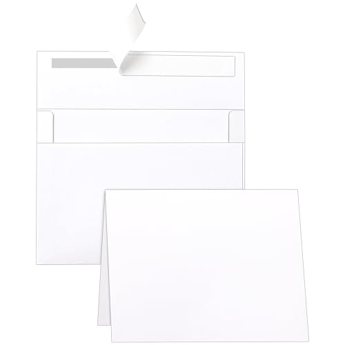 Silunkia White Blank Greeting Cards with Envelopes 5 x 7 Heavyweight Folded White Cardstock and A7...