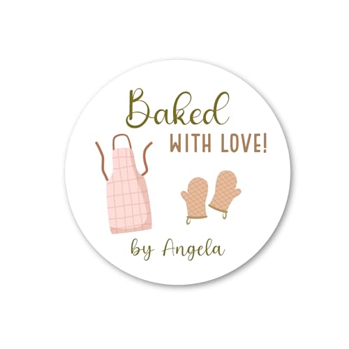 Emma Pink Studio Homemade with Love Stickers, Personalized Baked with Love Labels for Gift, Bakery Business Stickers, Homemade Party Favors (Design A, 2