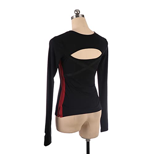 Tops de treinamento de patinação artística, bloco de cor escovado simples mangas compridas adultos c