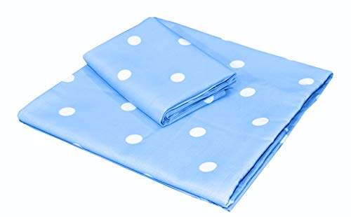 Image of Haus & Kinder 100% Cotton Kids Bedsheet for Bed, 1 Bedsheet Cotton (88 x 57 Inches) with 1 Pillow Cover| 186 TC Candy Polka (Blue)