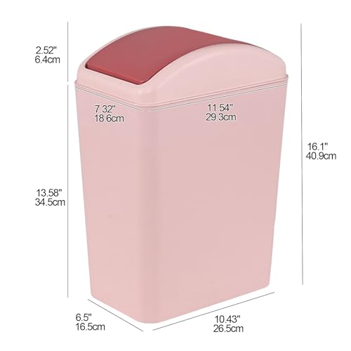 Caneca de basura plástica 4 galones con tapa rosa miniatura 2