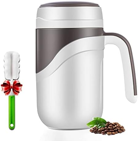 ONEISALL 380ML Ceramic Travel Mug, Double Wall Insulated Coffee Mug with Leakproof Lid and Cleaning Brush, Reusable Thermal Cup for Cold Hot Drinks Camping (White)