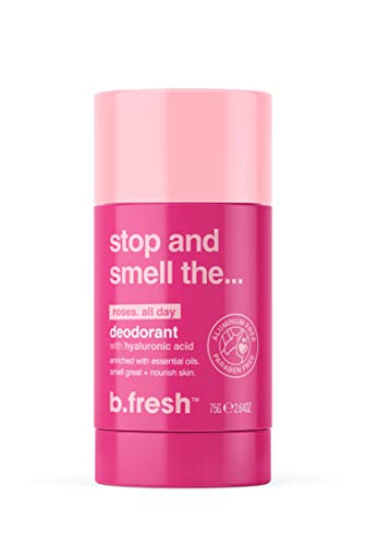 b.fresh Natural Deodorant For Women & Men - stop and smell the roses, rose scented natural deodorant enhanced with hyaluronic acid - Aluminum Free Deodorant For Women & Men, 2.64 Fl oz