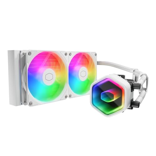 Cooler Master 240 Core II White CPU Liquid Cooler, Dual Chamber Pump, Customizable aRGB Lighting, Maintenance-Free, Quiet Operation, Easy Install, AMD Ryzen 7 AM5|4, Intel Ultra 7 LGA 1851|1700