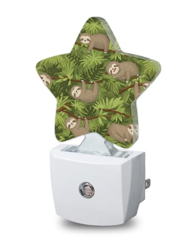 Image of Star Night Light with Dusk to Dawn Sensor, Sloth Plug in Night Light for Kids Bedroom Nursery, Soft Warm Glow Lamp for Hallway Bathroom Energy Saving