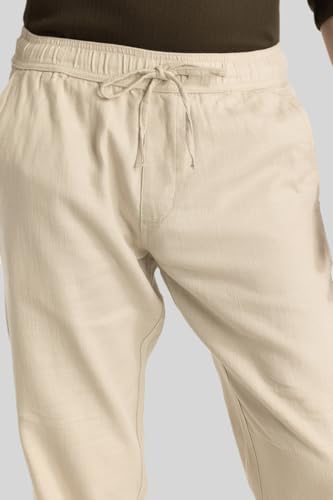 Image of SNITCH Martino Hazelnut Plain Slim Fit Trousers