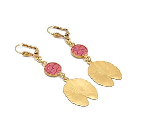 Boucles d'oreilles NYMPHEA Japon en or et résine : l'éclat du fait main