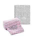 CREVENT 2Pcs 30''X40'' Cute Cozy Fluffy Warm Baby Blankets for Infants Toddlers' Bedding Crib Cot Stroller - Grey Cloud + Elephant