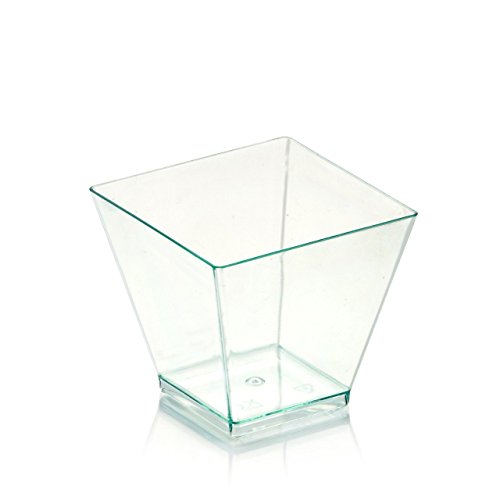 Image of Restaurantware 2 Ounce Appetizer Cups, 100 Square Mini Dessert Cups - Disposable, Recyclable, Seagreen Plastic Square Plastic Cups, Mini, For Appetizers Or Desserts - Restaurantware