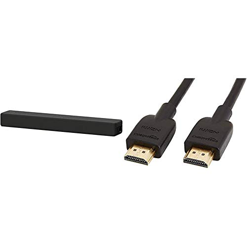 HT-SF200 2.1-Kanal kompakte TV Soundbar mit eingebautem Subwoofer, schwarz & AmazonBasics Hochgeschwindigkeits-HDMI-Kabel 2.0, Ethernet, 3D,
