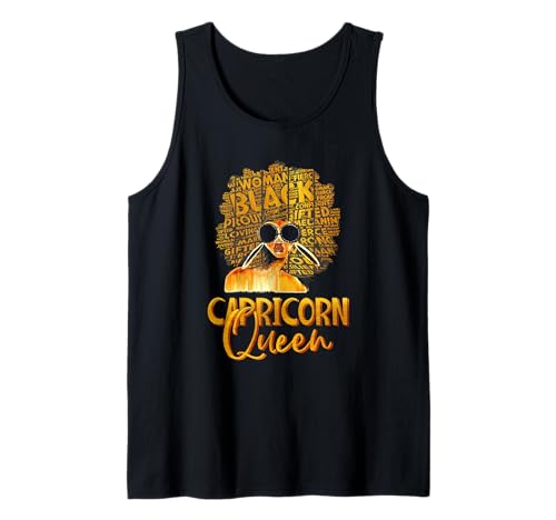 Black Women Afro Hair Art Capricornio Queen Capricornio Cumpleaños Camiseta sin Mangas